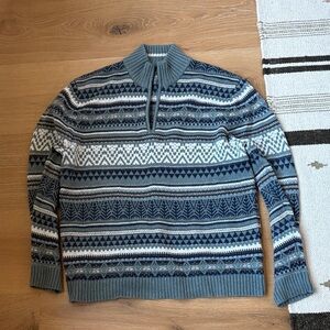 Men’s Royal Robbins 1/4 zip fair isle sweater size XL